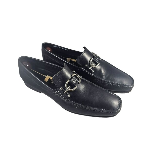 Donald Pliner Mens Decio Slip -On Black Leather Loafers With Metal Bit Detail Si main image 5